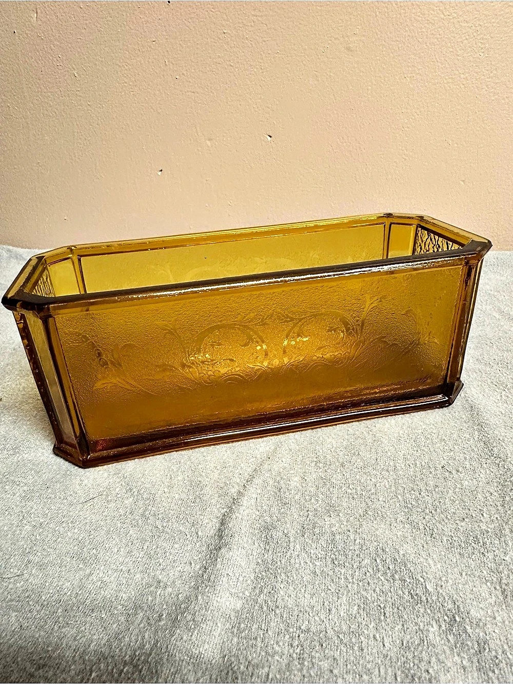 Amber Glass Rectangular Vase - Picture 2 of 4